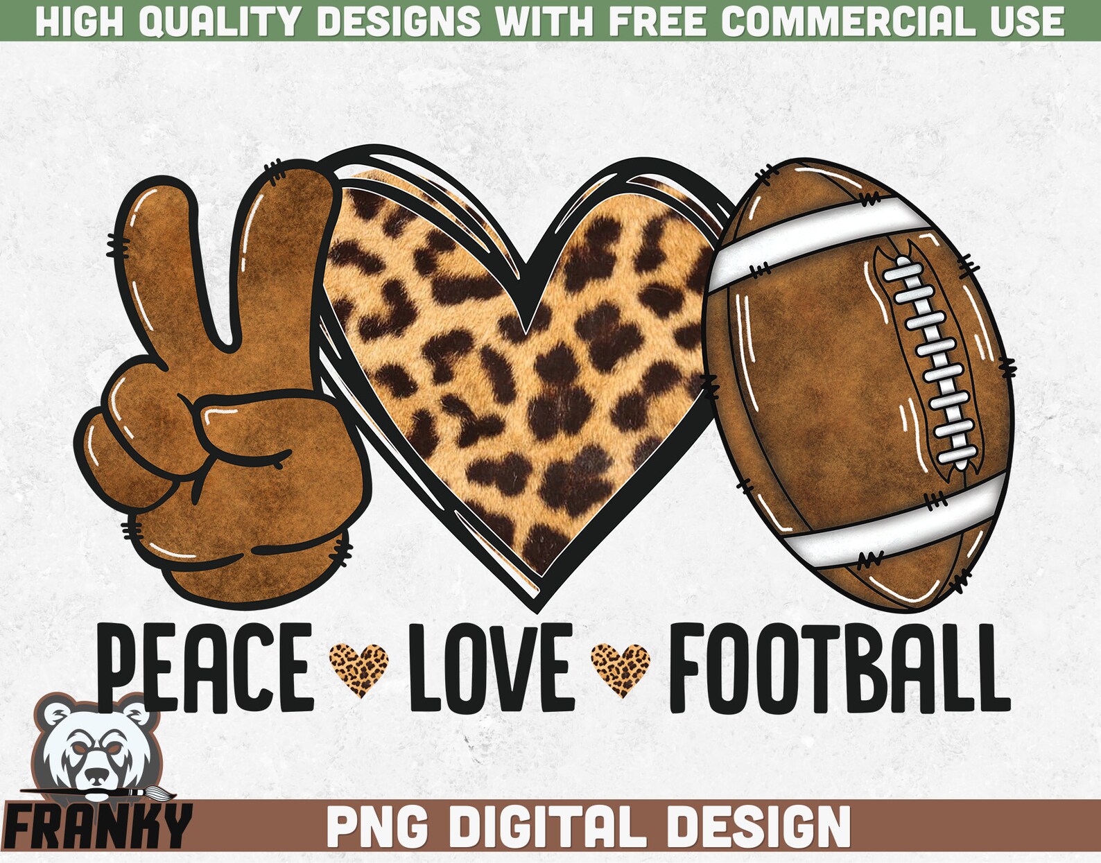 Peace Love Football PNG Sublimation Design Instant - Etsy UK
