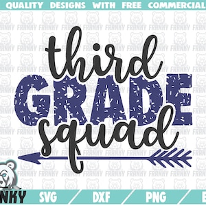 Third grade squad SVG - Cut file - DXF file - Third grade shirt - Distressed - 3rd grade SVG - 3rd grade squad - Back to school - Cricut svg