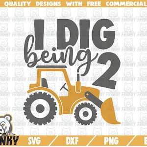 Eu gosto de ser dois SVG - Arquivo cortado - Arquivo DXF - Camisa de aniversário SVG - Aniversário de menino svg - Bulldoser svg - Feliz aniversário svg - Camisa de dois anos svg