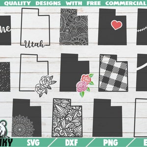 Utah SVG - 14 designs - Cut files - DXF files - Utah state outline SVG - Love Utah svg - Vinyl decal design - Shirt design svg - Utah home