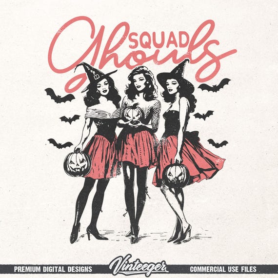 Squad Ghouls Png | Retro Halloween shirt design | Halloween sublimation png | Trendy Halloween girl Png | Fall graphic Png | Witch shirt Png