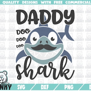 Papa Hai SVG - DXF-Datei - geschnitten Datei - Papa Hai Shirt - Familie Hai Svg - Vater Hai Svg - Mama Hai Svg - süße Hai Svg - Schnurrbart
