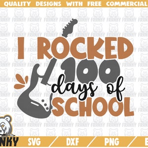 Me sacudió 100 días de la escuela SVG - Archivo de corte - Archivo DXF - 100o día de la escuela svg - 100 días camisa svg - Camisa de la escuela svg- Guitarra eléctrica svg