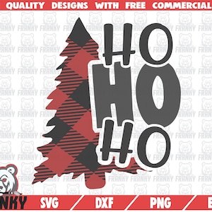 Ho Ho Ho SVG - DXF-Datei - geschnitten Datei - Weihnachtsbaum Svg - Buffalo karierten Svg - karierte Weihnachten Svg - Urlaub Svg - Weihnachts-Shirt - Santa