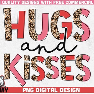Hugs and Kisses PNG | Sublimationsdesign | Valentinstag Shirt Print | Half Leopard Print png | Valentinstagsshirt Print | Xoxo png | Digitale