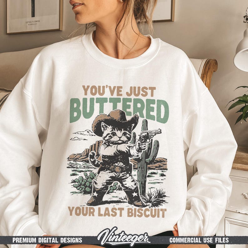 Funny Western design Png - Retro cowboy graphic for sublimation and DTG printing - Funny cat t-shirt design - Country saying Png image 5