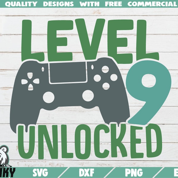 Level 9 unlocked SVG - Instant download - Printable cut file - Commercial use - Nine years birthday SVG - Birthday shirt svg - Anniversary