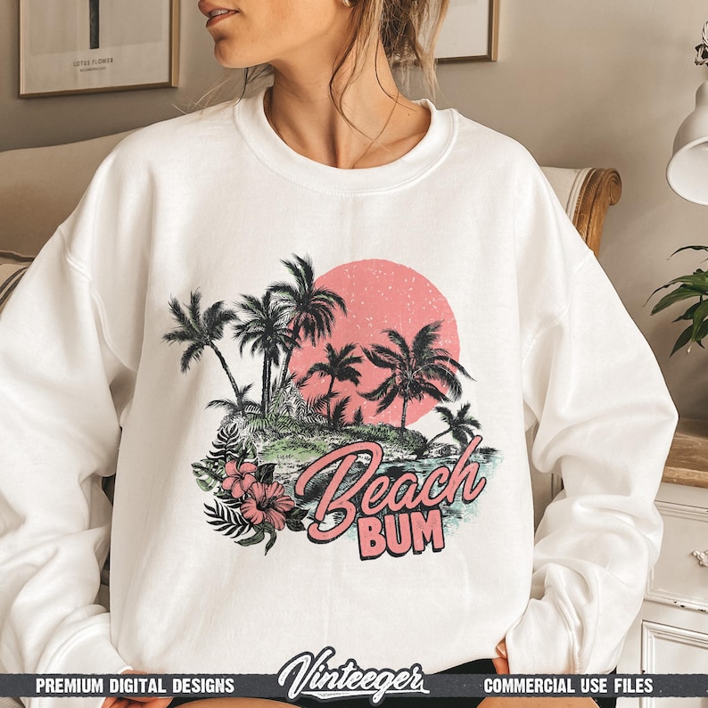 Beach bum Png | Summer sublimation Png | Retro beach design | Tropical shirt print | Beach lover design | Retro summer design Png image 5