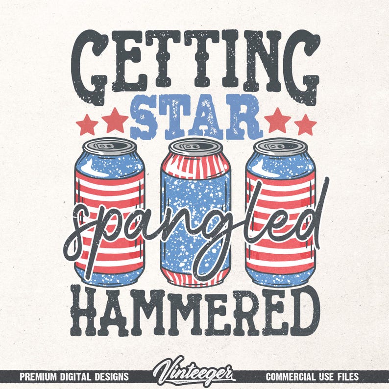 Getting star spangled hammered PNG | Instant download | Sublimation design | Funny 4th of july png | Fourth of july design | Funny USA png image 1