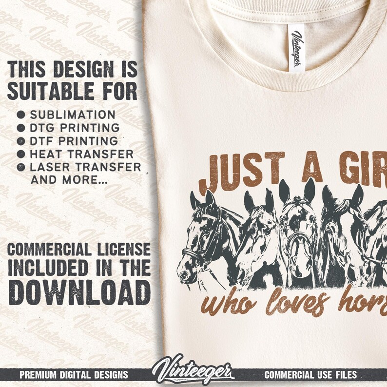 Gewoon een meisje dat van paarden houdt, png | Western-shirtontwerp, png | Sublimatie van plattelandsmeisjes | Paardenliefhebber Png | Retro paardillustratie png afbeelding 3