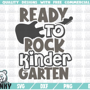 Ready to rock kindergarten SVG - Cut file - DXF file - Kindergarten shirt SVG - Kindergarten quote - Guitar svg - Back to school svg