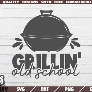 Grillin ' old school SVG - Cut file - DXF file - Barbecue schort ontwerp SVG - Grill shirt svg - Barbecue shirt svg - Bbq quote svg - Bbq dad