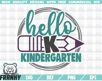 Hello kindergarten SVG - Cut file - DXF file - Kindergarten shirt - Back to school svg - First day of school - First day of kindergarten svg