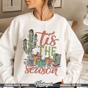 Tis the season PNG | Sublimation design | Instant download | Retro Christmas design png | Country christmas png | Western Christmas png image 5