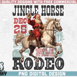 Vintage Christmas design Png | Western Christmas Png | Cowboy Santa Png | Funny Christmas shirt design | Jingle horse rodeo Png