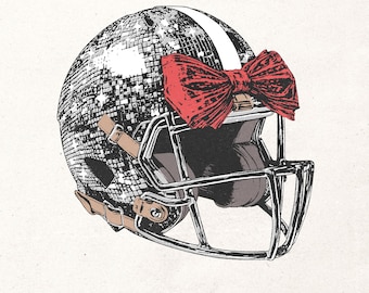 Coquette football helmet Png | Football sublimation Png| Red football bow Png | Retro football shirt design | Red football design Png