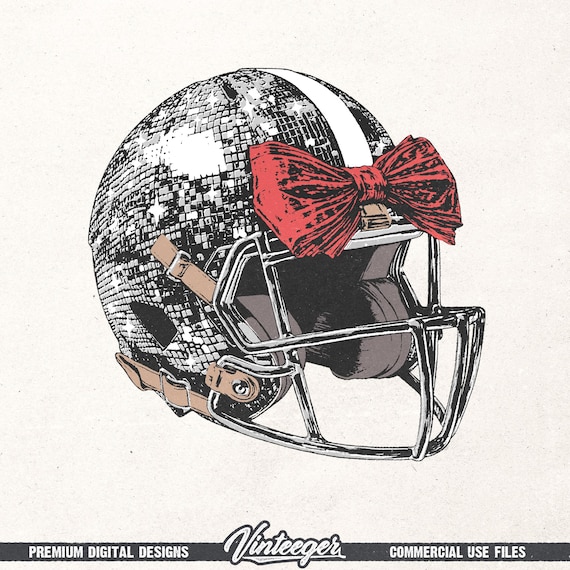 Coquette football helmet Png | Football sublimation Png| Red football bow Png | Retro football shirt design | Red football design Png