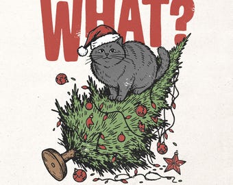 Funny Christmas cat digital design - Humorous Holiday printable graphic - Winter sublimation PNG design - Funny Christmas cat owner gift
