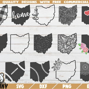 Ohio SVG - 15 designs - Cut files - DXF files - Ohio state outline SVG - Love Ohio svg - Shirt design - Vinyl decal design - Ohio home svg