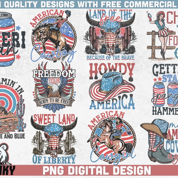 4th of july Bundle PNG | Western 4th of july png | Sublimation designs | Independence day bundle | Fourth of july designs | Country USA png