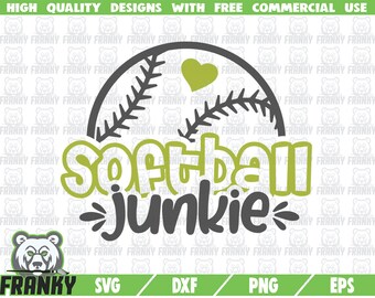 Softball junkie SVG - Cut file - DXF file - Softball shirt SVG - Love softball svg - Softball design - Softball mom svg - Digital download
