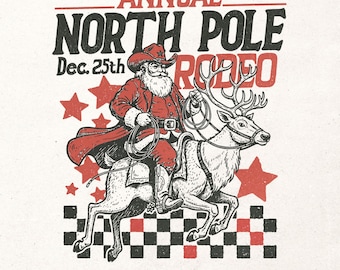 Cowboy Santa Claus digital design - Western Christmas printable shirt graphic - North Pole rodeo PNG - Western holiday sublimation PNG