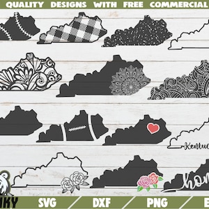 Kentucky SVG - 14 disegni - Tagliare i file - file DXF - Kentucky state outline SVG - Love Kentucky svg - Kentucky home svg - Floral Kentucky svg
