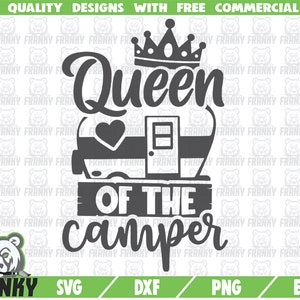 Reina de la caravana SVG - Archivo de corte - Archivo DXF - Camping girl SVG - Camping shirt svg - Camper svg - Love camping svg - Adventure svg - Trip
