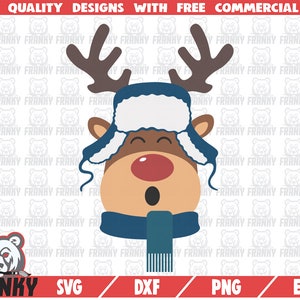 Schattig Rendier SVG-cut dile-DXF-bestand-Kerstmis clip art SVG-kerst shirt SVG-kerst baby SVG-winter SVG-rode neus rendieren