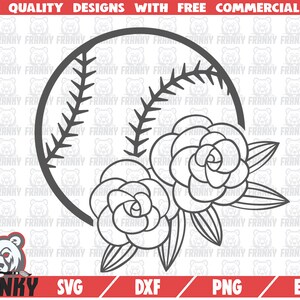 Baseball ball SVG - Cut file - DXF file - Flowers SVG - Baseball girl svg - Baseball fan svg - Bouquet svg - Baseball shirt - Baseball mom
