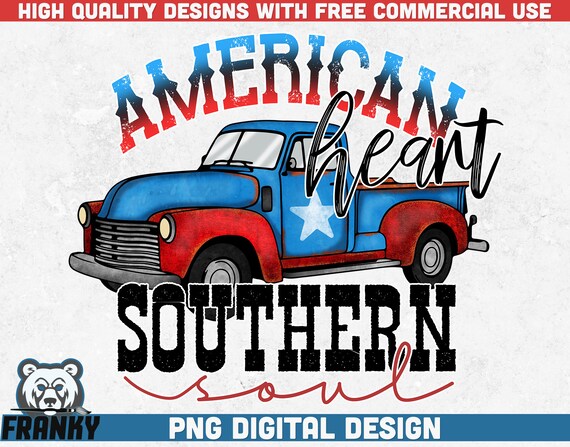 American Heart Southern Soul PNG Sublimation Design 4th of - Etsy