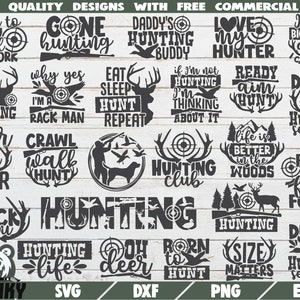 Hunting SVG Bundle - 25 Designs - Téléchargement instantané - Fichiers coupés imprimables - Utilisation commerciale - Chasse papa SVG - Cerf SVG - Hunter svg - Duck