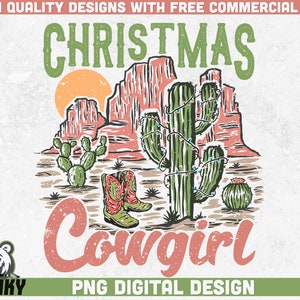 Boże Narodzenie Cowgirl PNG | Projekt sublimacji | Natychmiastowe pobranie | Retro Boże Narodzenie png | Dziewczyna z prowincji png | Zachodni Boże Narodzenie png