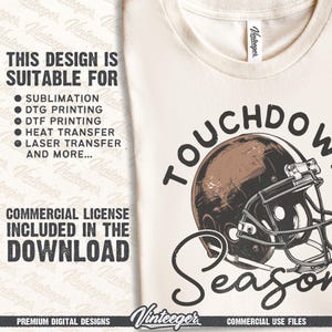 Touchdown Season Png | Retro football shirt design | Football helmet Png | Football shirt graphic | Football season Png | Game day Png image 3