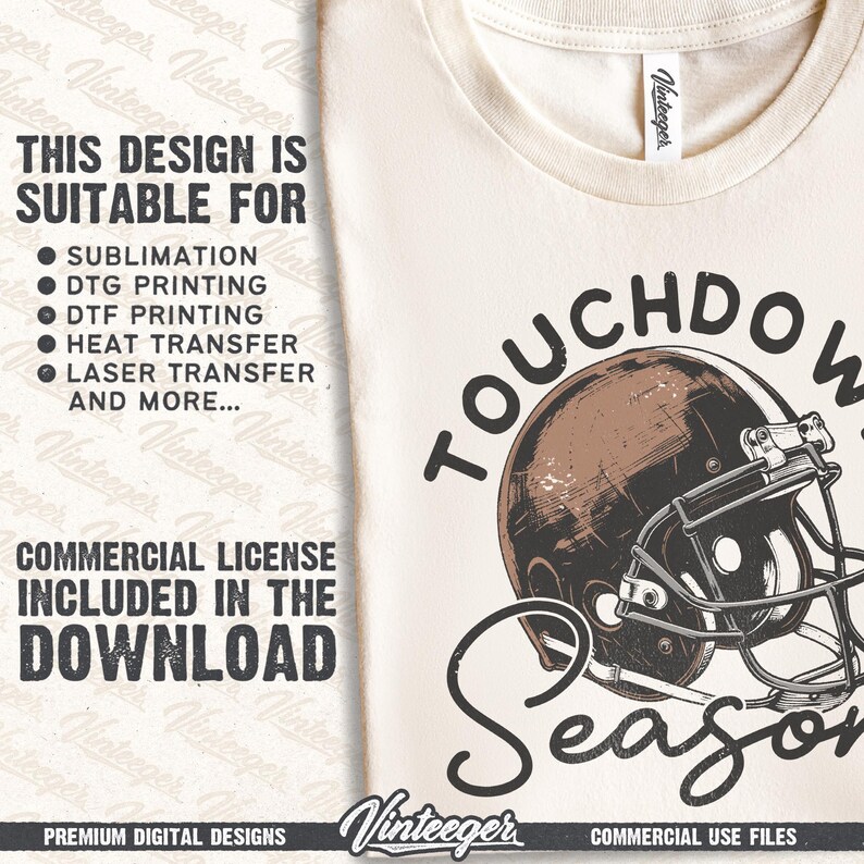Touchdown Season Png | Retro football shirt design | Football helmet Png | Football shirt graphic | Football season Png | Game day Png image 3