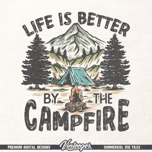 Camping sublimation PNG | Live is better by the campfire png | Camping shirt png | Retro camping design | Adventure shirt png | Outdoor png