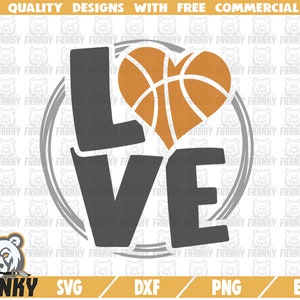 Love Basketball SVG - Cut file - DXF file - Basketball shirt SVG - Basketball heart svg - Basketball fan svg - Basketball mom svg - Digital