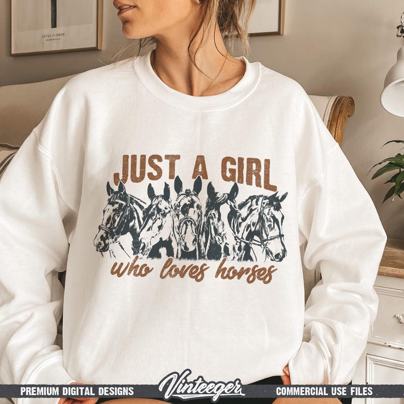 Gewoon een meisje dat van paarden houdt, png | Western-shirtontwerp, png | Sublimatie van plattelandsmeisjes | Paardenliefhebber Png | Retro paardillustratie png afbeelding 5