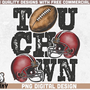 Touchdown Png | Football design Png | Instant download Png | Red football helmet png | Football shirt print png | Retro football design