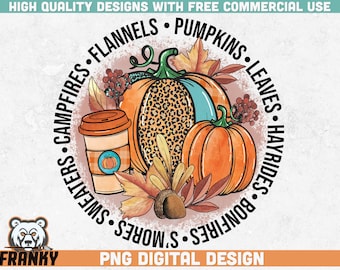 Fall PNG | Instant download | Sublimation design | Fall shirt print | Autumn sublimation | Pumpkins png | Leopard print | Pumpkin spice png