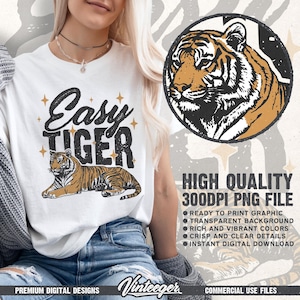 Trendiges Retro T-Shirt Design - Lustiges Zitat PNG mit Tiger Grafik - Humorvoller Druck für Sublimations- und DTG-Druck - Vintage Mädchen zum Ausdrucken Bild 3