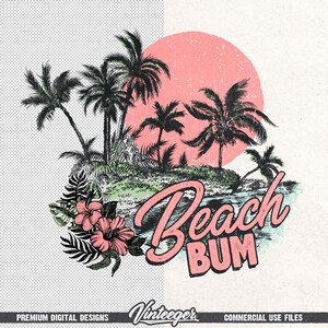 Beach bum Png | Summer sublimation Png | Retro beach design | Tropical shirt print | Beach lover design | Retro summer design Png image 6