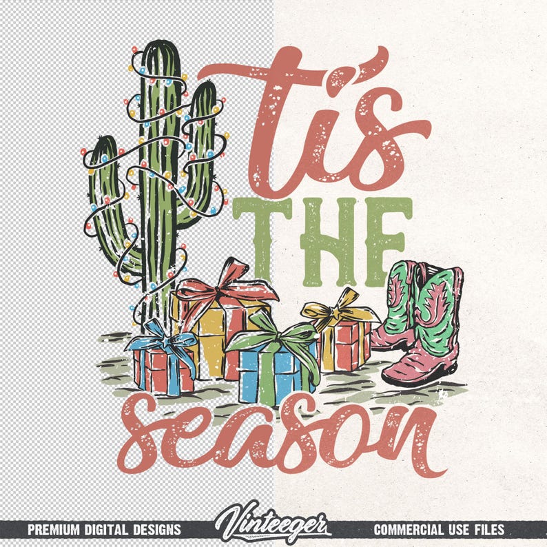 Tis the season PNG | Sublimation design | Instant download | Retro Christmas design png | Country christmas png | Western Christmas png image 6