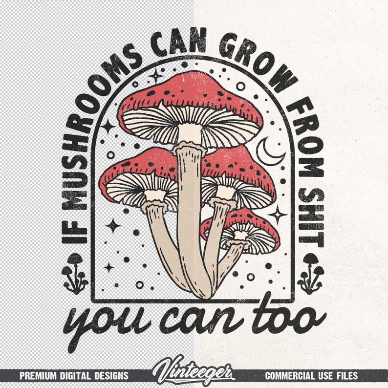 Citazione motivazionale divertente in formato PNG / Design a sublimazione di funghi / Design divertente per maglietta / Stampa di maglietta motivazionale in formato PNG / Design retrò per maglietta in formato PNG immagine 6