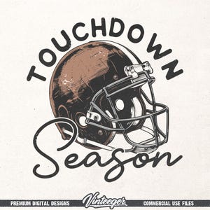 Touchdown Season Png | Retro football shirt design | Football helmet Png | Football shirt graphic | Football season Png | Game day Png image 1