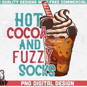 Hot cocoa and fuzzy socks PNG | Sublimation design | Instant download | Winter sublimation | Winter design png | Cocoa cup png | Digital