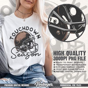 Touchdown Season Png | Retro football shirt design | Football helmet Png | Football shirt graphic | Football season Png | Game day Png image 2