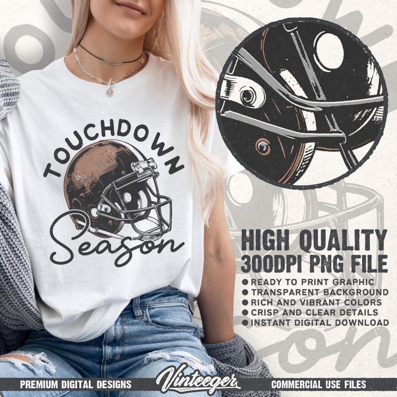 Touchdown Season Png | Retro football shirt design | Football helmet Png | Football shirt graphic | Football season Png | Game day Png image 2
