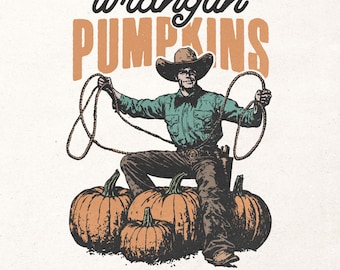 Design rétro automne sublimation png - Graphique de citrouille de cow-boy occidental pour les impressions et la décoration de t-shirt - Téléchargement numérique de l'automne champêtre