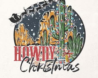 Howdy Weihnachten PNG | Sublimationsdesign | Sofortdownload | T-Shirt Motiv Weihnachten | Retro Weihnachtsdesign | Weihnachten auf dem Land png